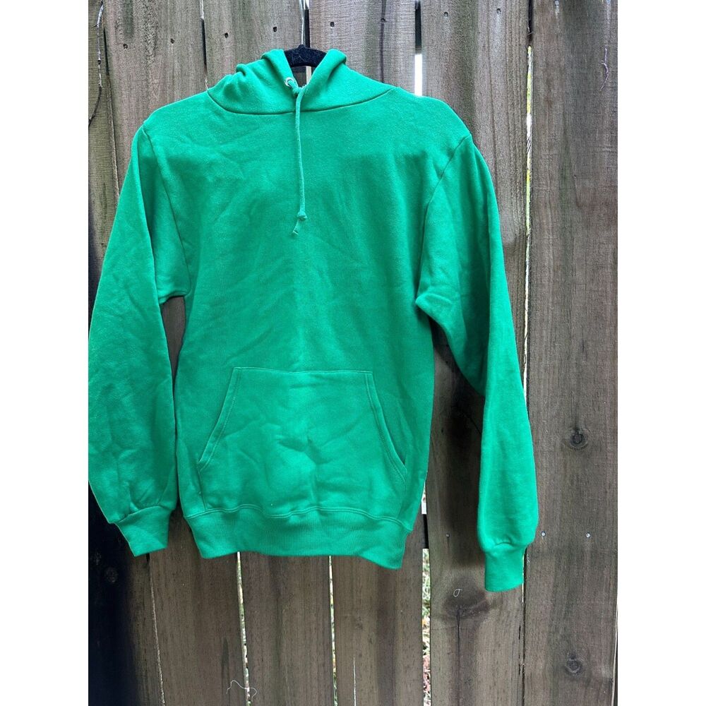 Vintage 90s JERZEES HOODIE  50/50 Plain Green S 34/36 nos  Made in the USA